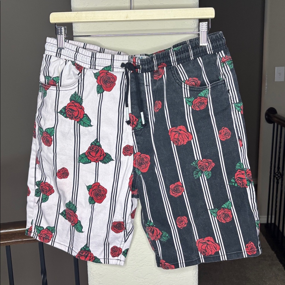 Fresh Prints of Bel Air Men’s Dual Tone Rose Elastic Shorts Size XL Streetwear